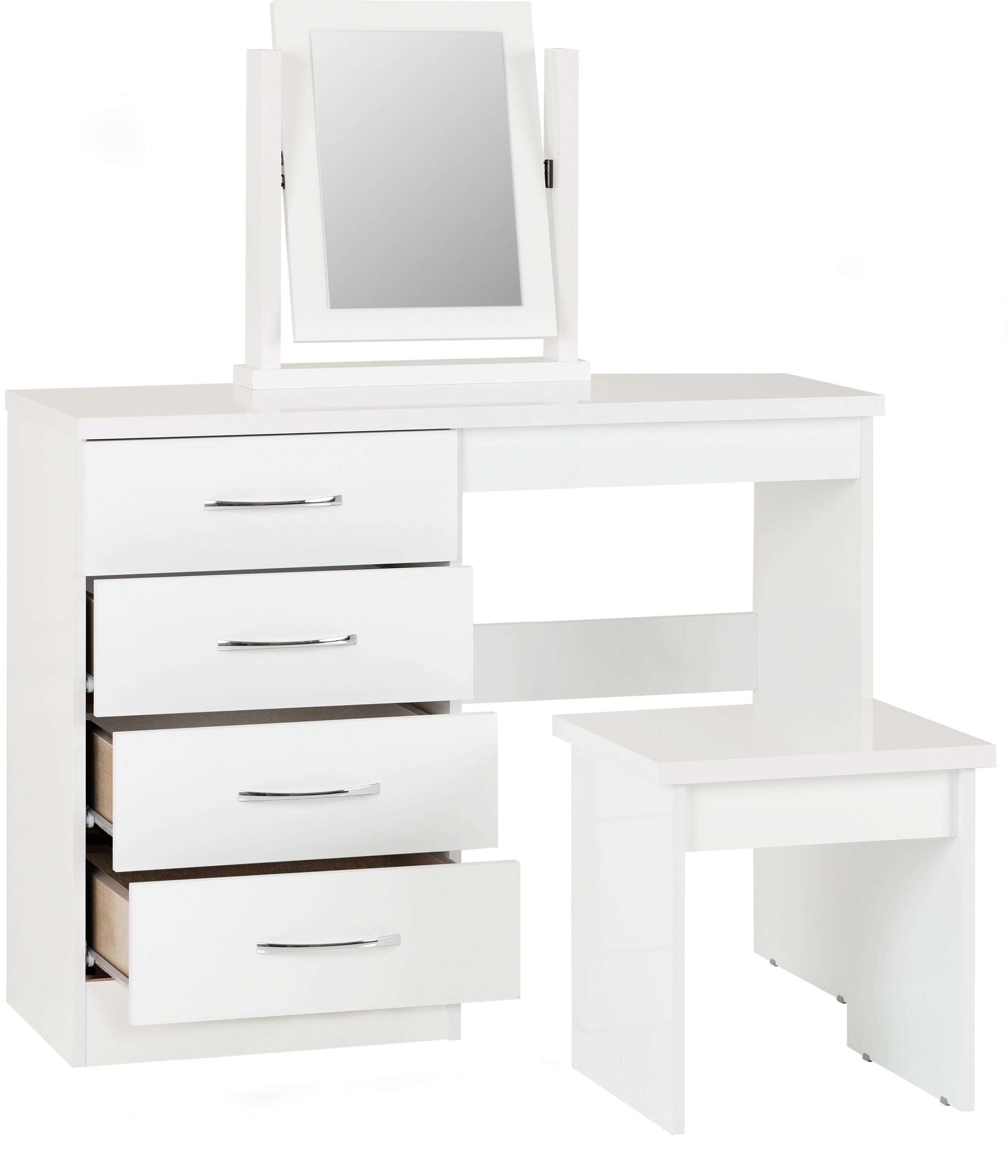 Nevada Dressing Table Set - White Gloss