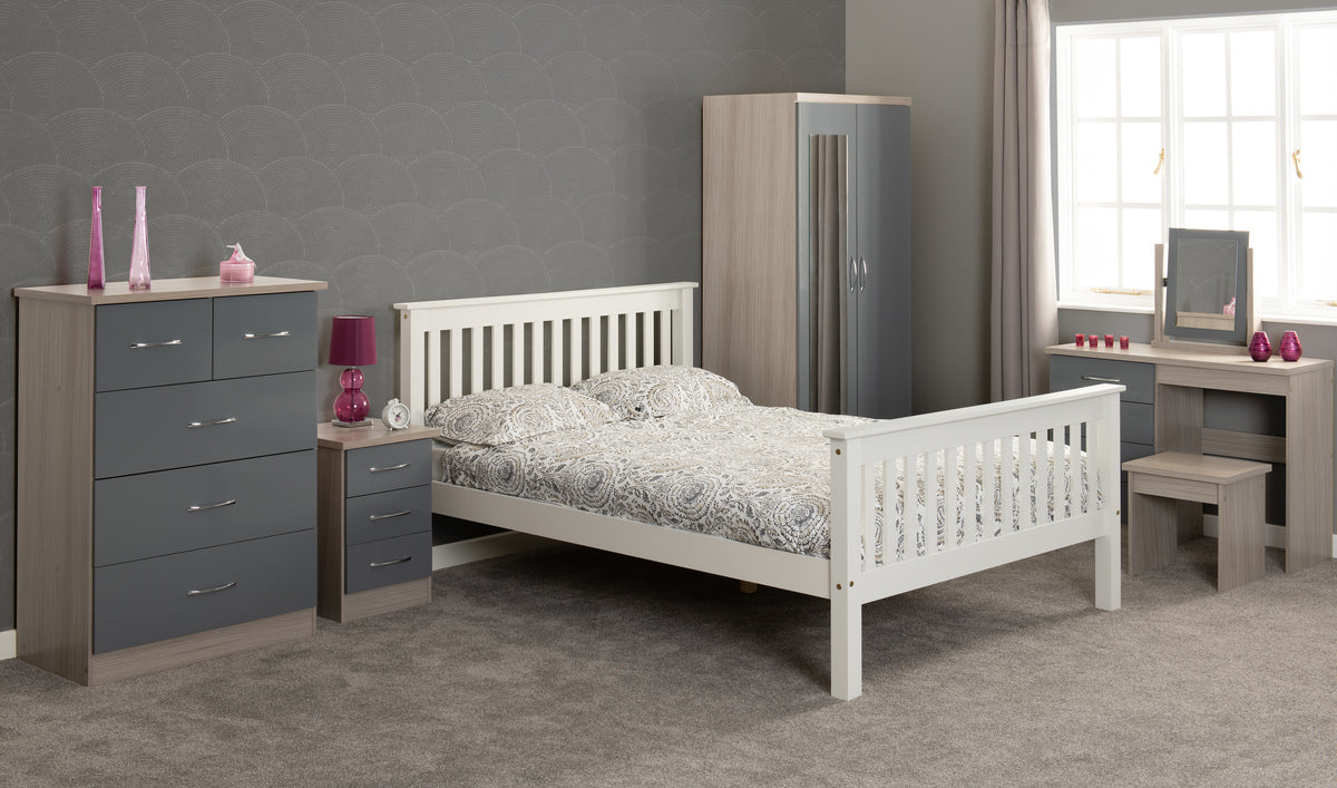Nevada Dressing Table Set - Grey Gloss/Light Oak Effect Veneer