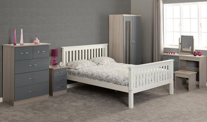 Nevada Dressing Table Set - Grey Gloss/Light Oak Effect Veneer