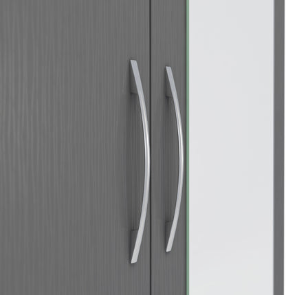 Nevada Mirrored 2 Door Wardrobe - 3D Effect Grey
