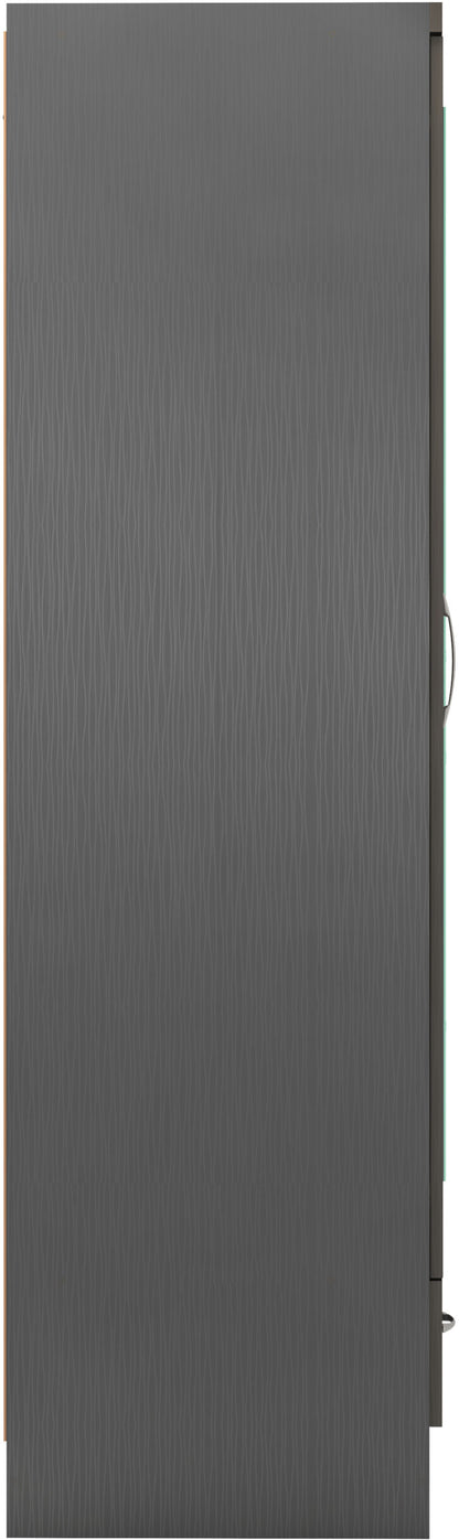 Nevada Mirrored 2 Door Wardrobe - 3D Effect Grey