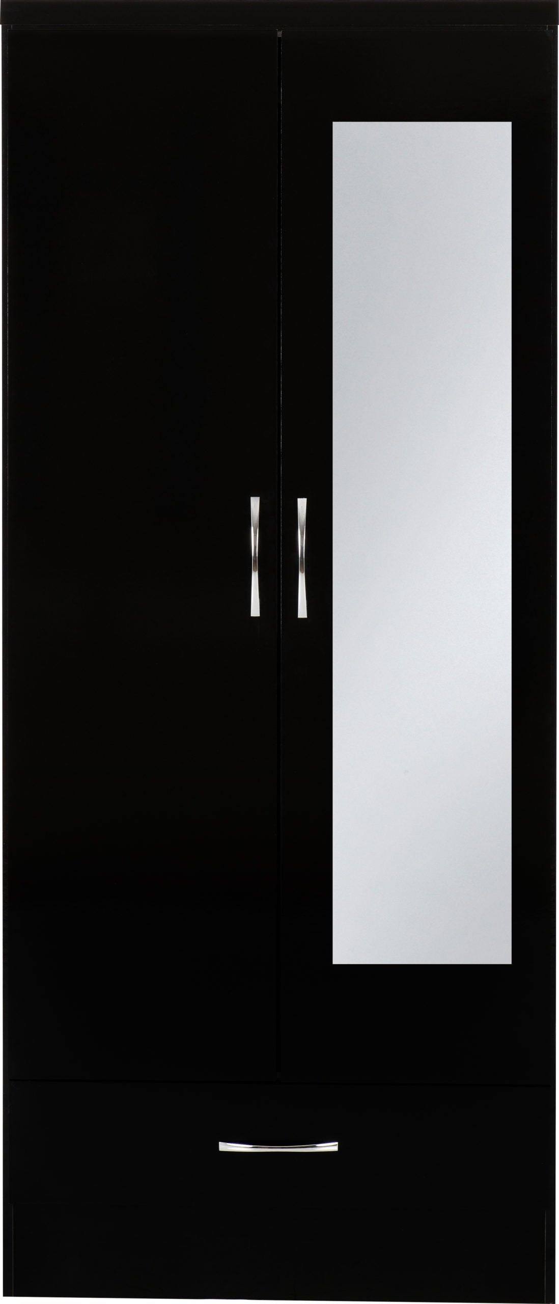 Nevada Mirrored 2 Door Wardrobe - Black Gloss