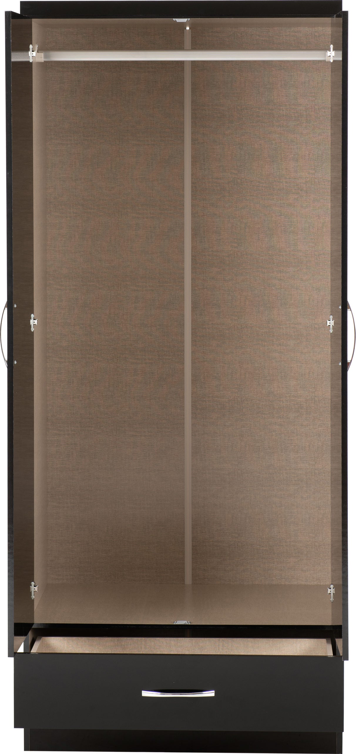 Nevada Mirrored 2 Door Wardrobe - Black Gloss
