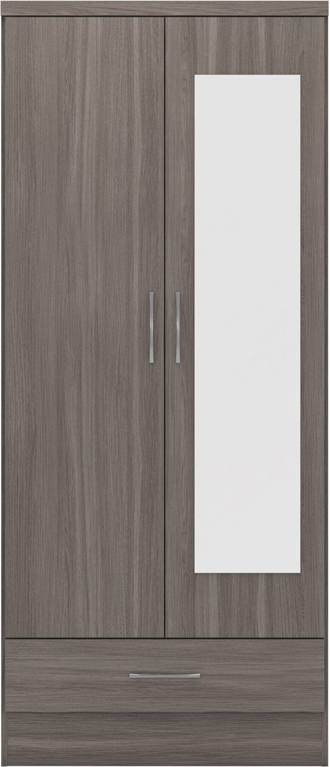 Nevada Mirrored 2 Door Wardrobe - Black Wood Grain