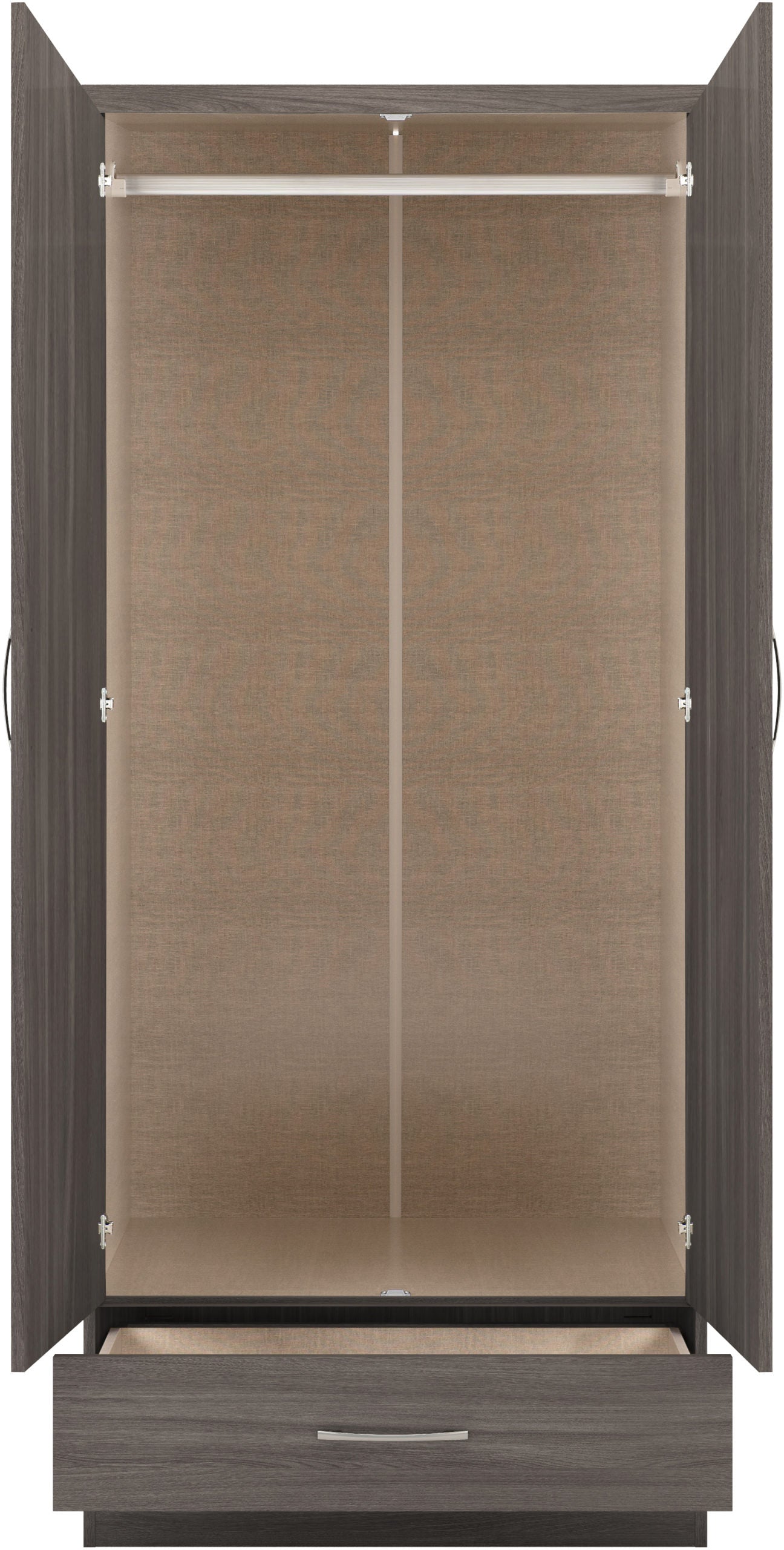 Nevada Mirrored 2 Door Wardrobe - Black Wood Grain