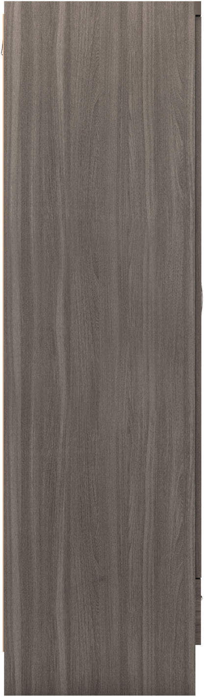 Nevada Mirrored 2 Door Wardrobe - Black Wood Grain
