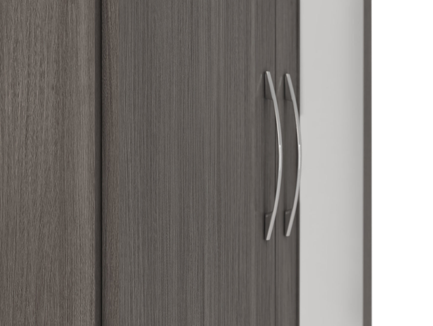 Nevada Mirrored 2 Door Wardrobe - Black Wood Grain
