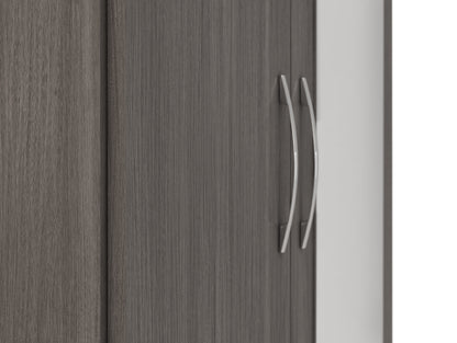 Nevada Mirrored 2 Door Wardrobe - Black Wood Grain