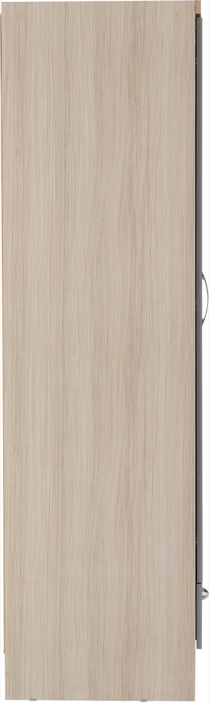 Nevada Mirrored 2 Door Wardrobe - Grey Gloss/Light Oak Effect Veneer