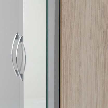 Nevada Mirrored 2 Door Wardrobe - Grey Gloss/Light Oak Effect Veneer