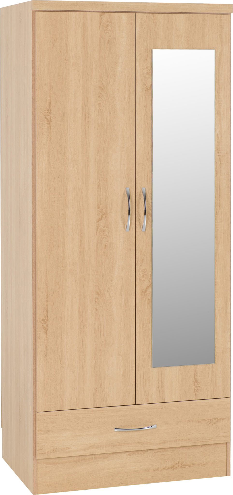 Nevada Mirrored 2 Door Wardrobe - Sonoma Oak Effect