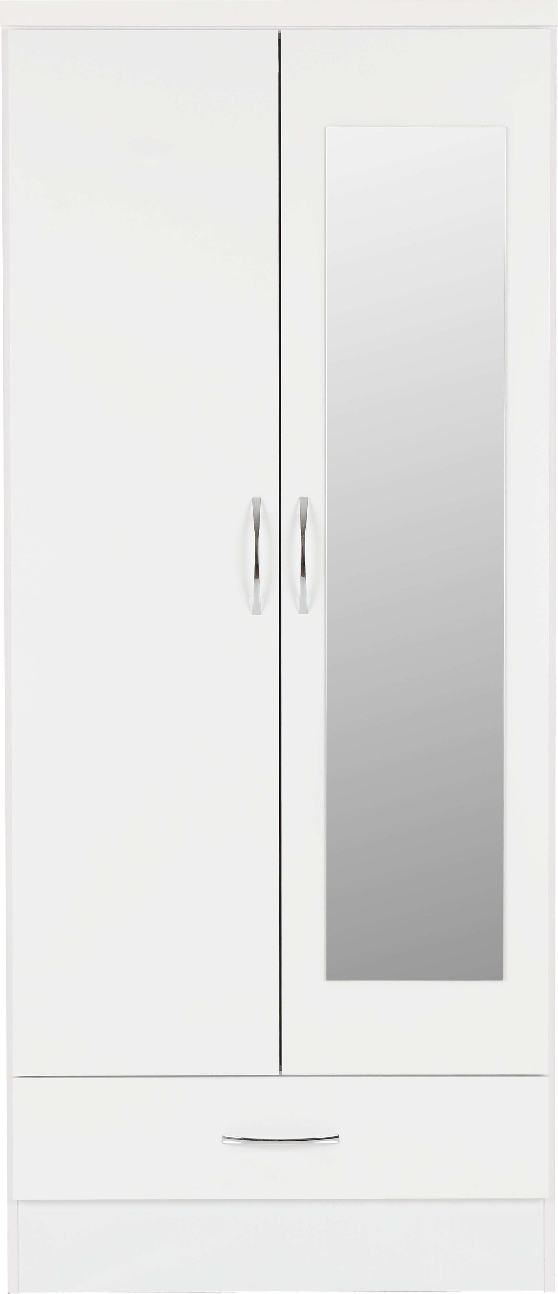Nevada Mirrored 2 Door Wardrobe - White Gloss