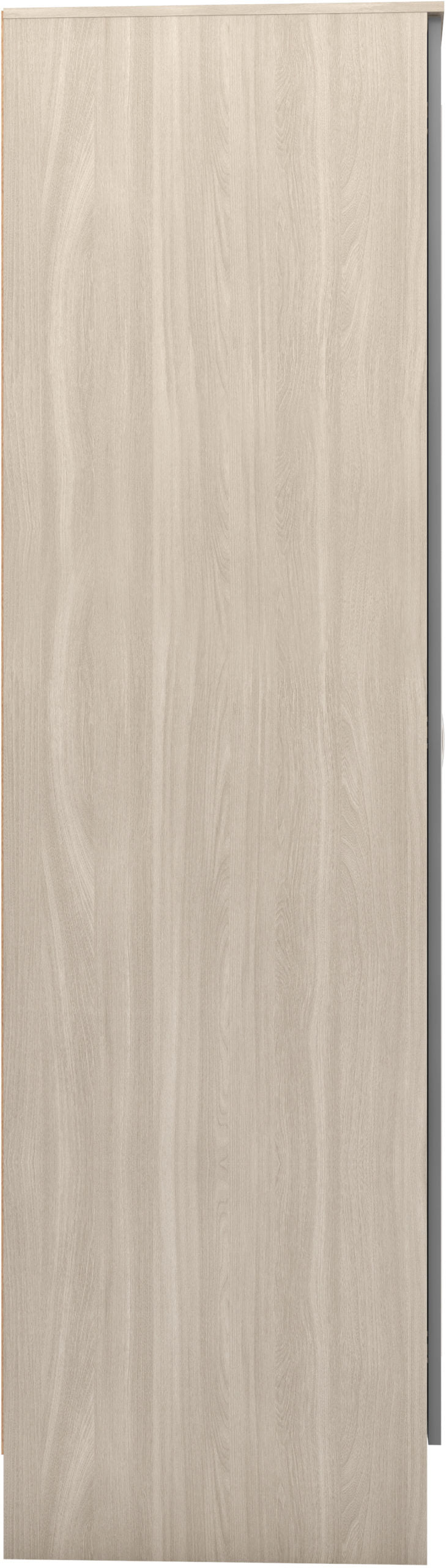 Nevada Mirrored Open Shelf Wardrobe - Grey Gloss/Light Oak Effect Veneer