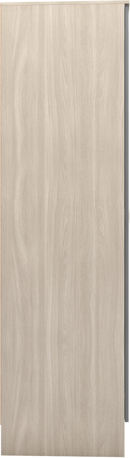 Nevada Mirrored Open Shelf Wardrobe - Grey Gloss/Light Oak Effect Veneer
