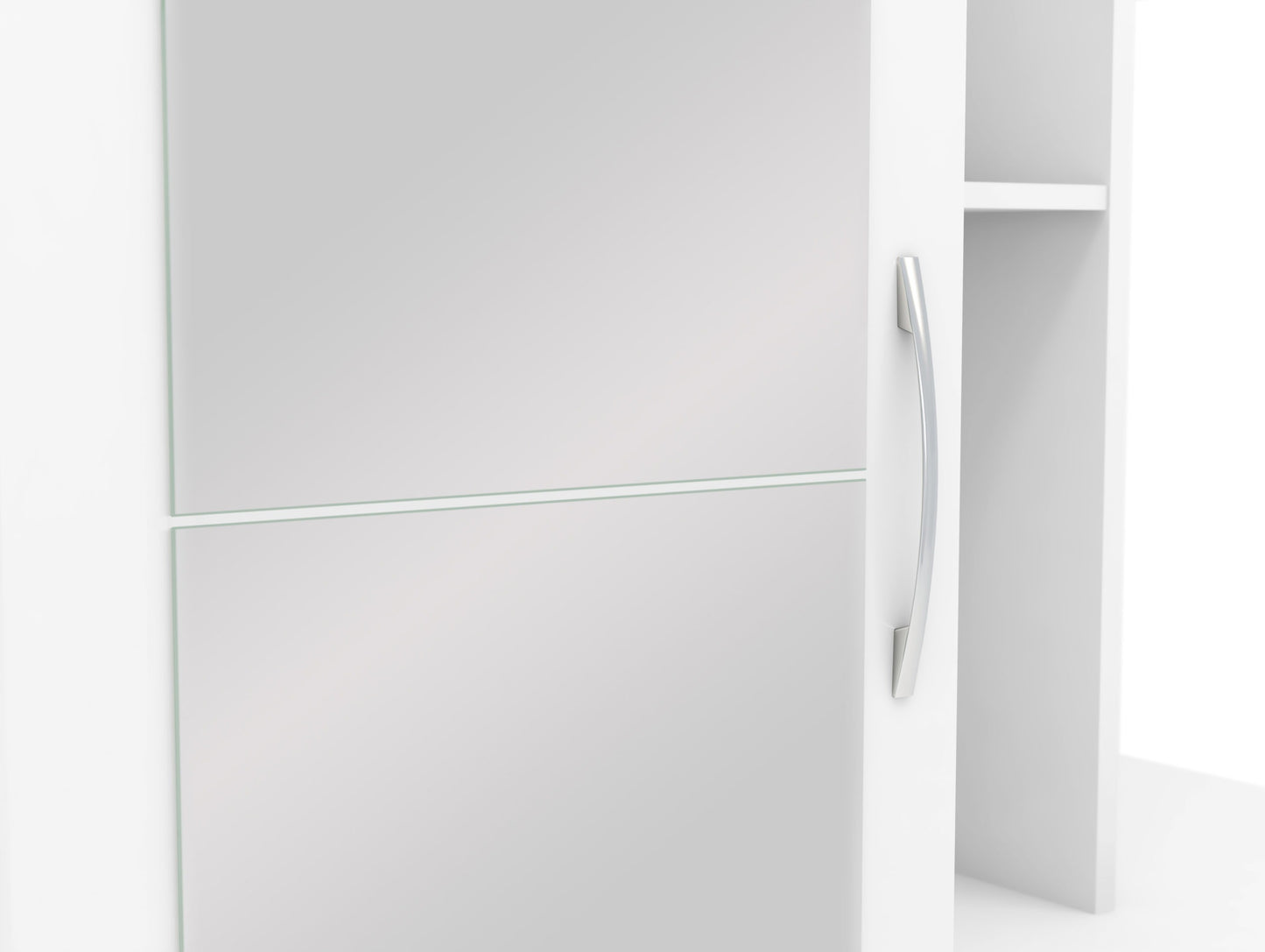 Nevada Mirrored Open Shelf Wardrobe - White Gloss