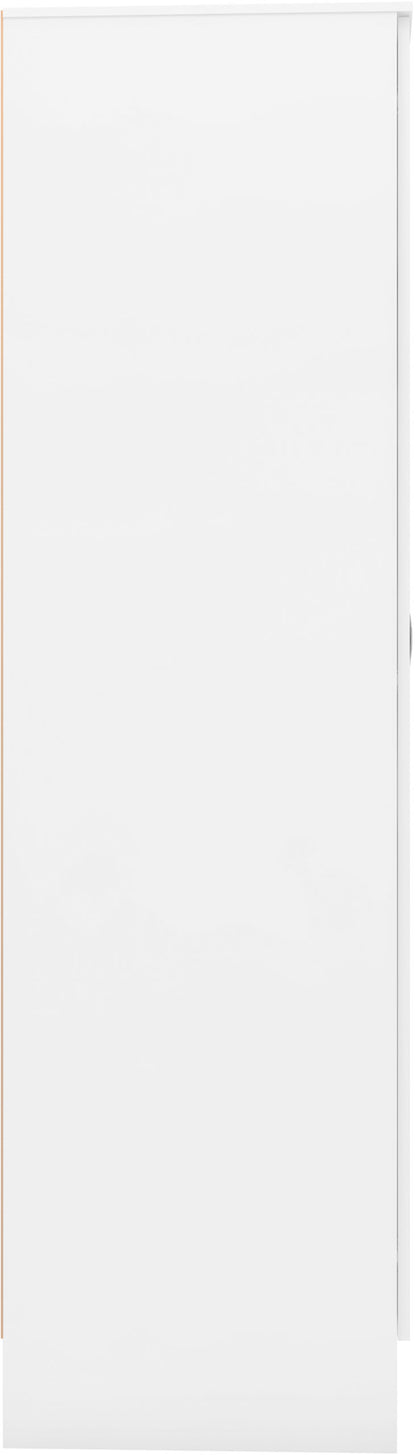 Nevada Mirrored Open Shelf Wardrobe - White Gloss