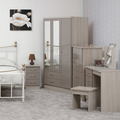 Nevada Dressing Table Set - Oyster Gloss/Light Oak Effect Veneer