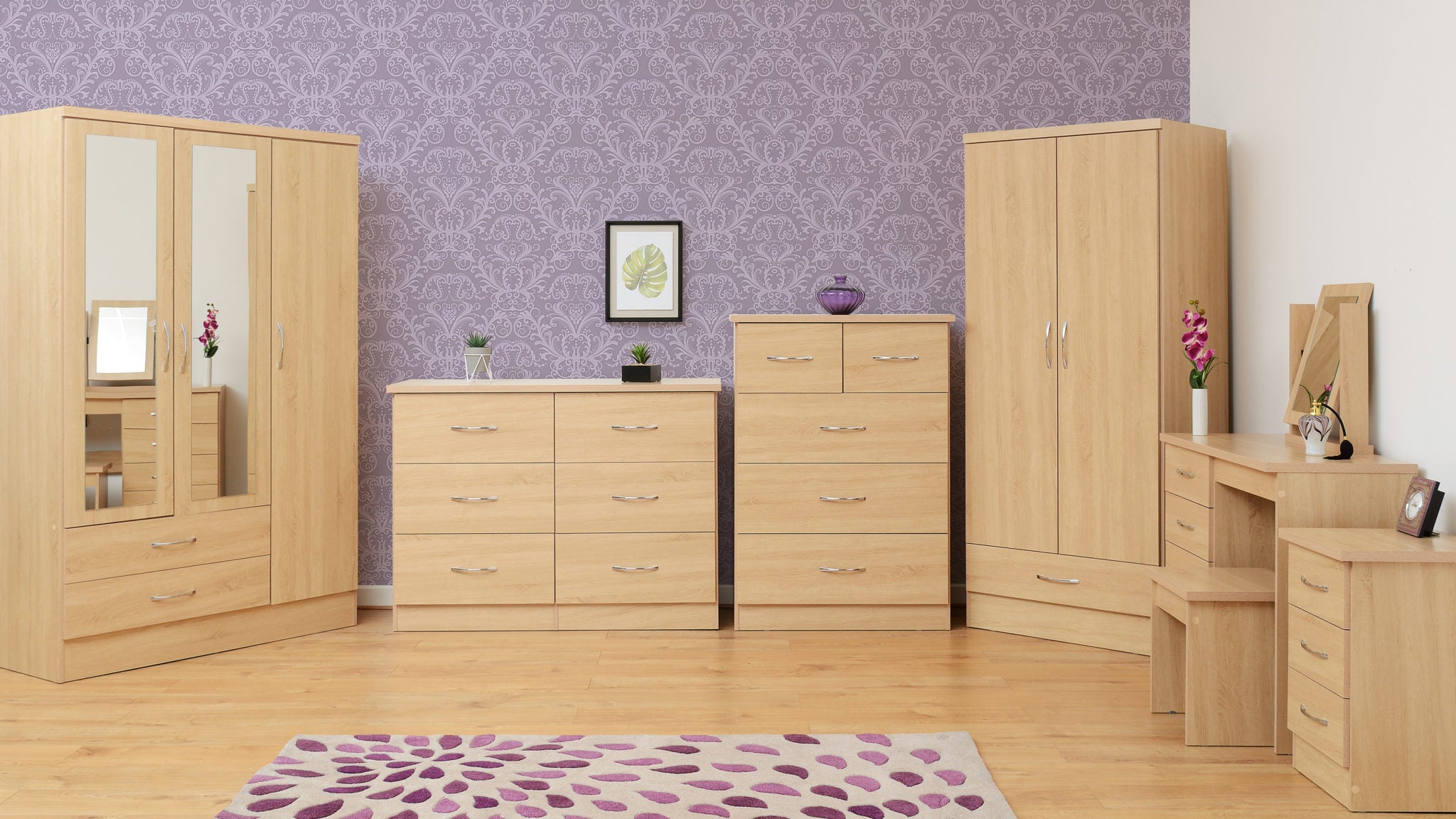 Nevada 2 Door 1 Drawer Wardrobe - Sonoma Oak Effect