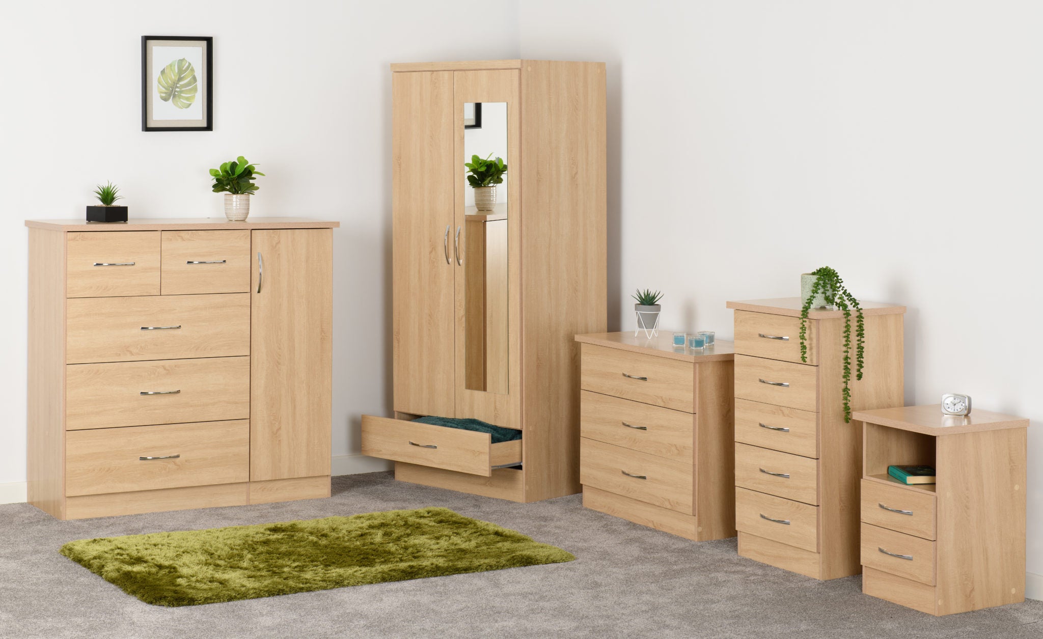 Nevada 2 Drawer Bedside - Sonoma Oak Effect