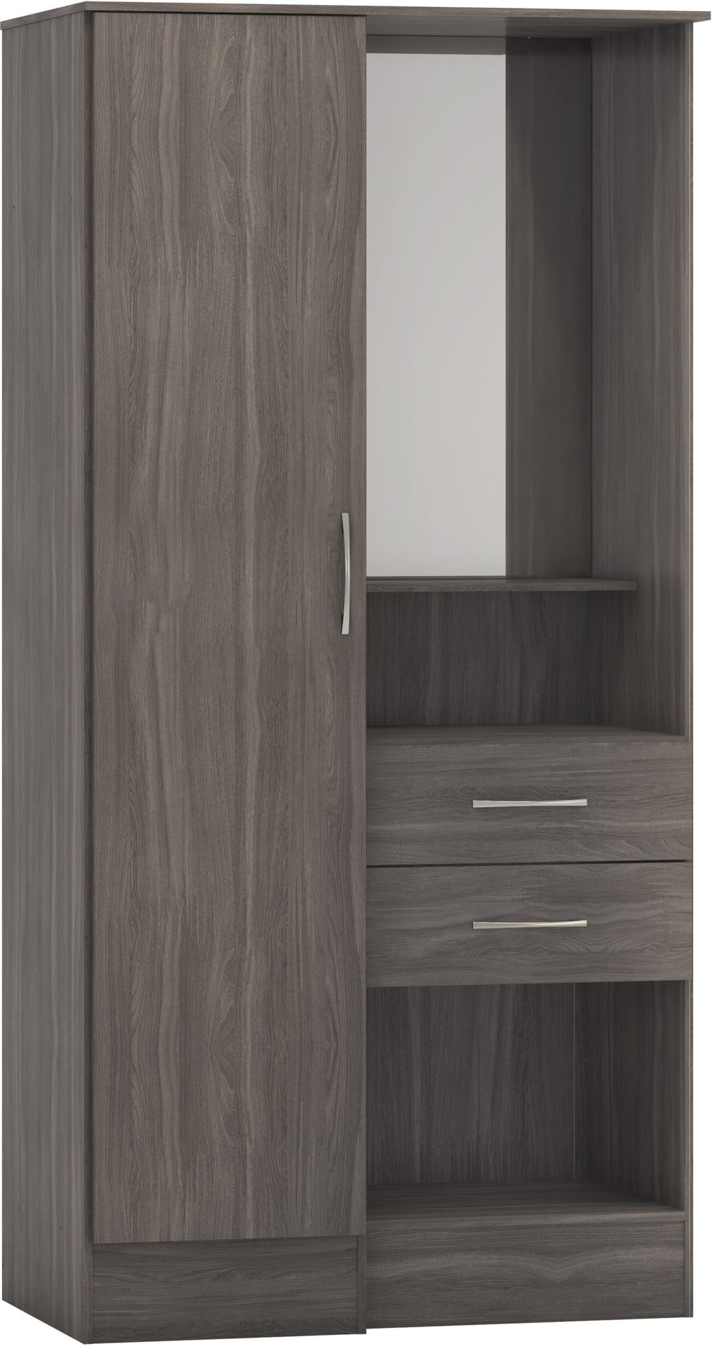 Nevada Vanity 1 Door Wardrobe - Black Wood Grain