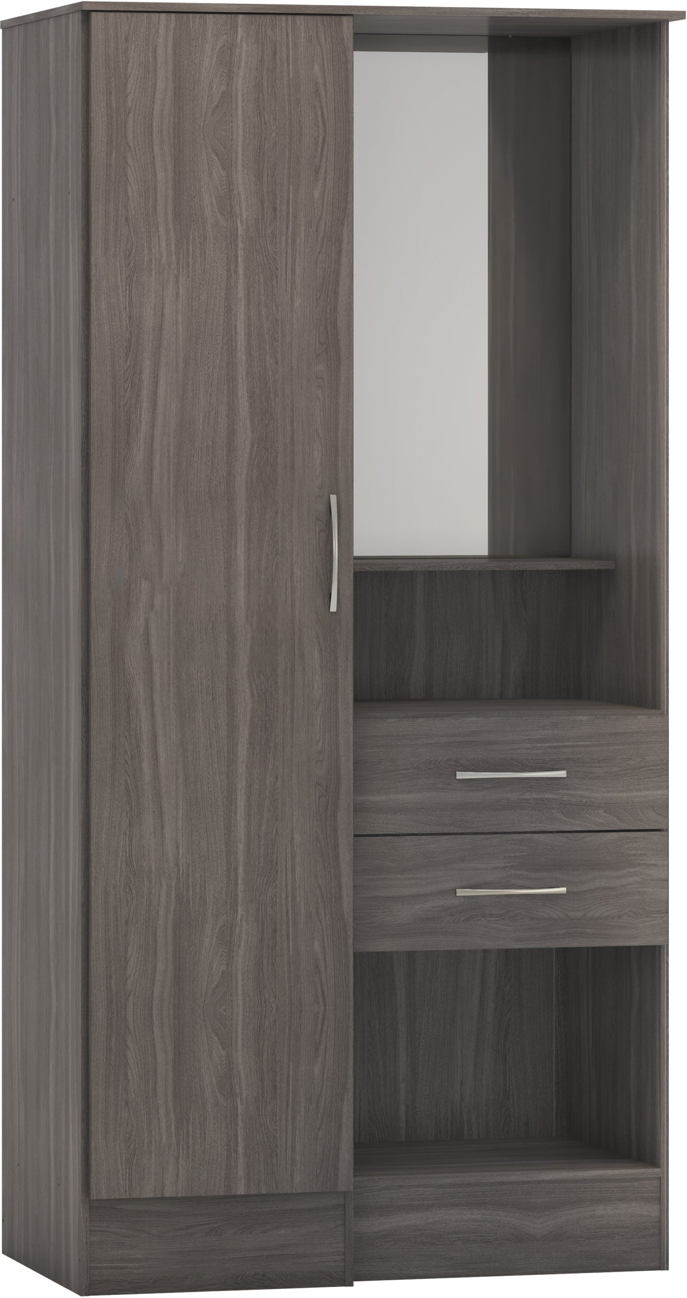 Nevada Vanity 1 Door Wardrobe - Black Wood Grain