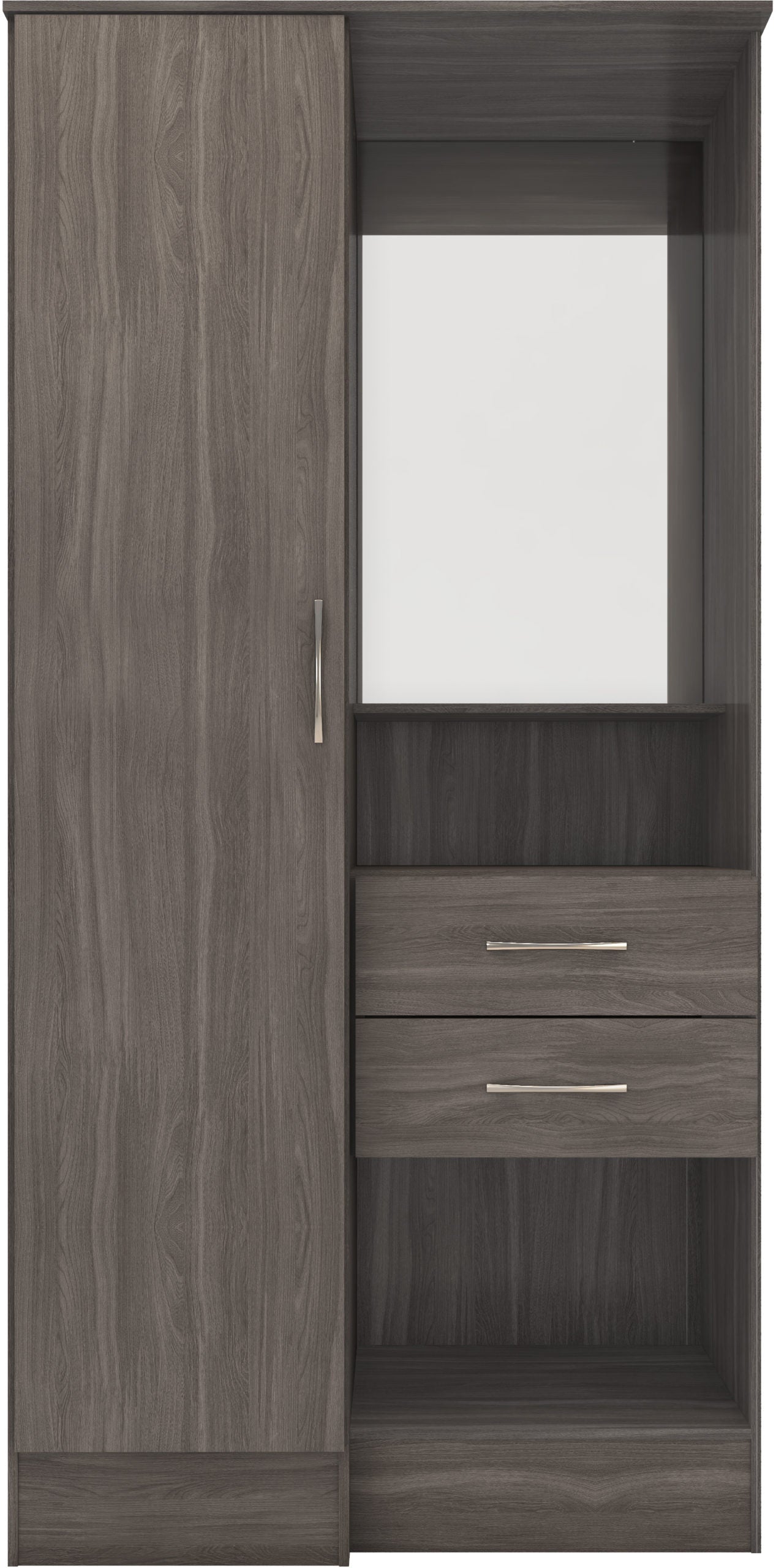 Nevada Vanity 1 Door Wardrobe - Black Wood Grain
