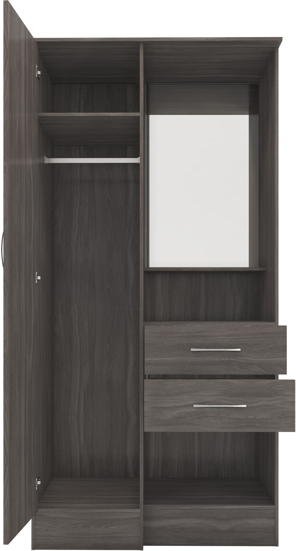 Nevada Vanity 1 Door Wardrobe - Black Wood Grain