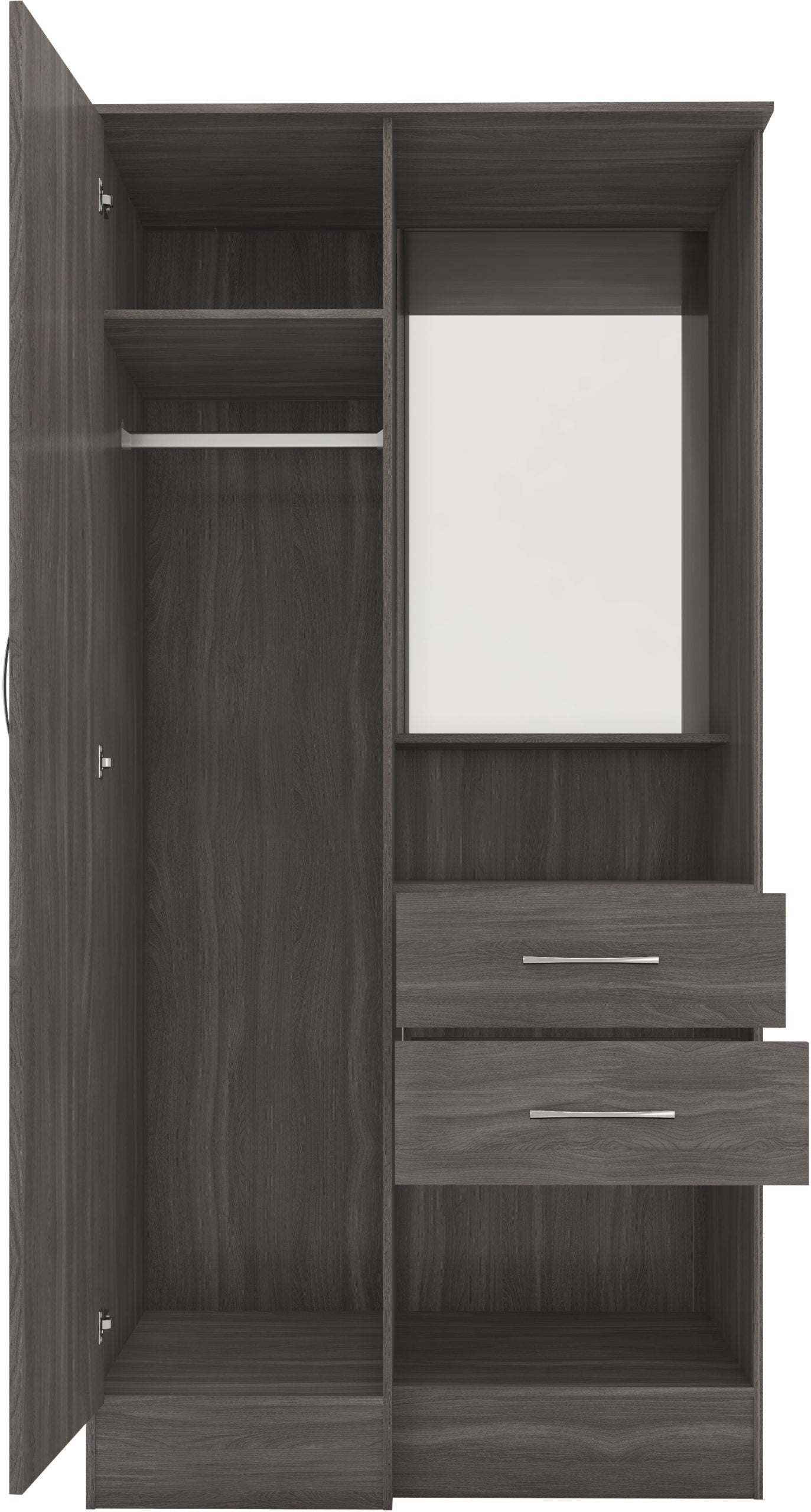 Nevada Vanity 1 Door Wardrobe - Black Wood Grain