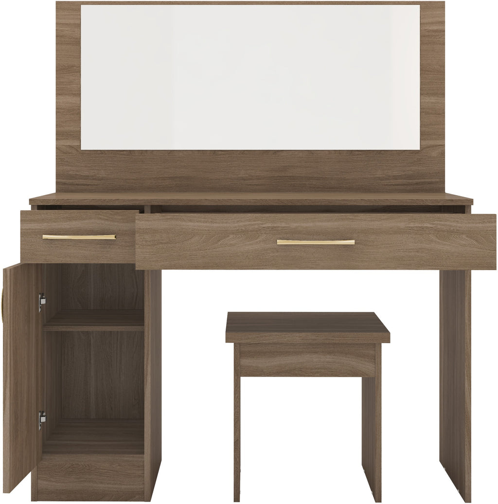 Nevada Vanity/Dressing Table Set - Rustic Oak Effect