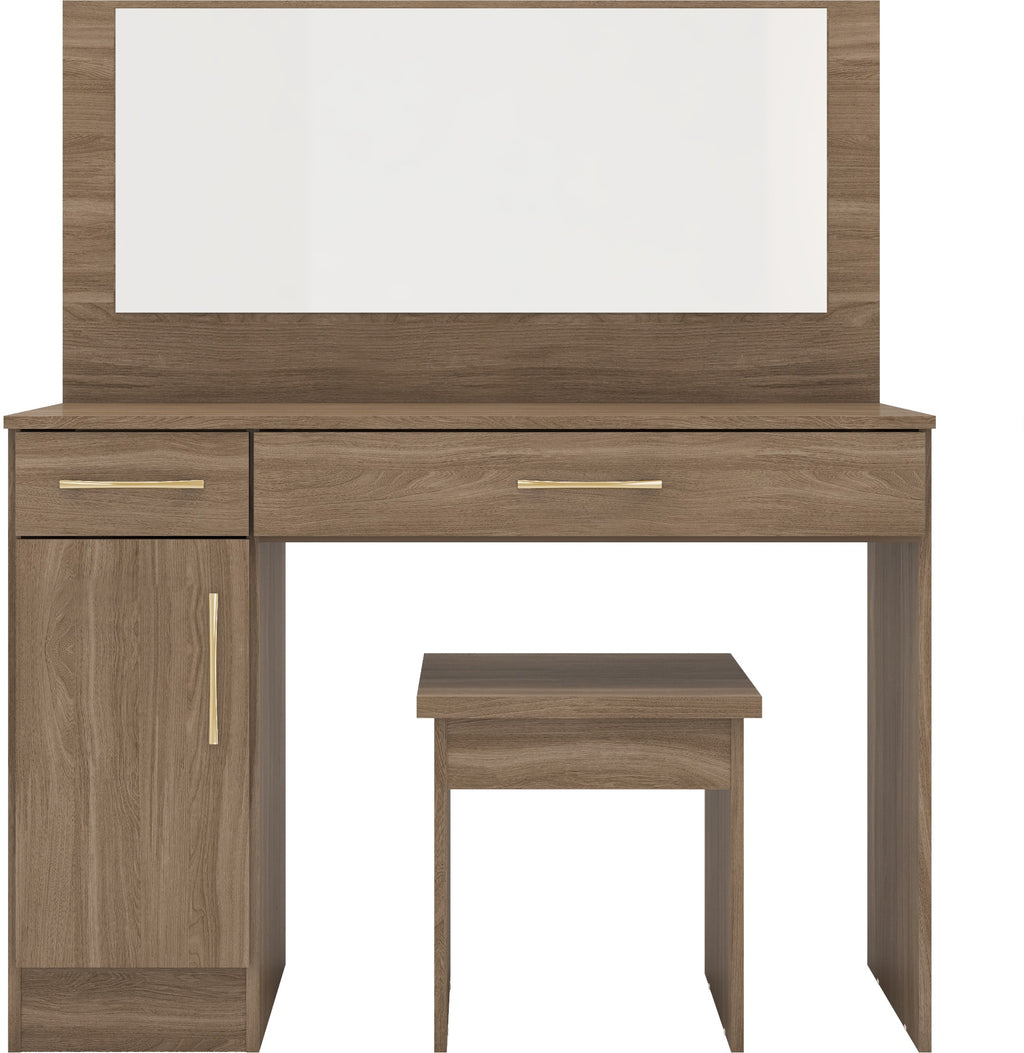 Nevada Vanity/Dressing Table Set - Rustic Oak Effect