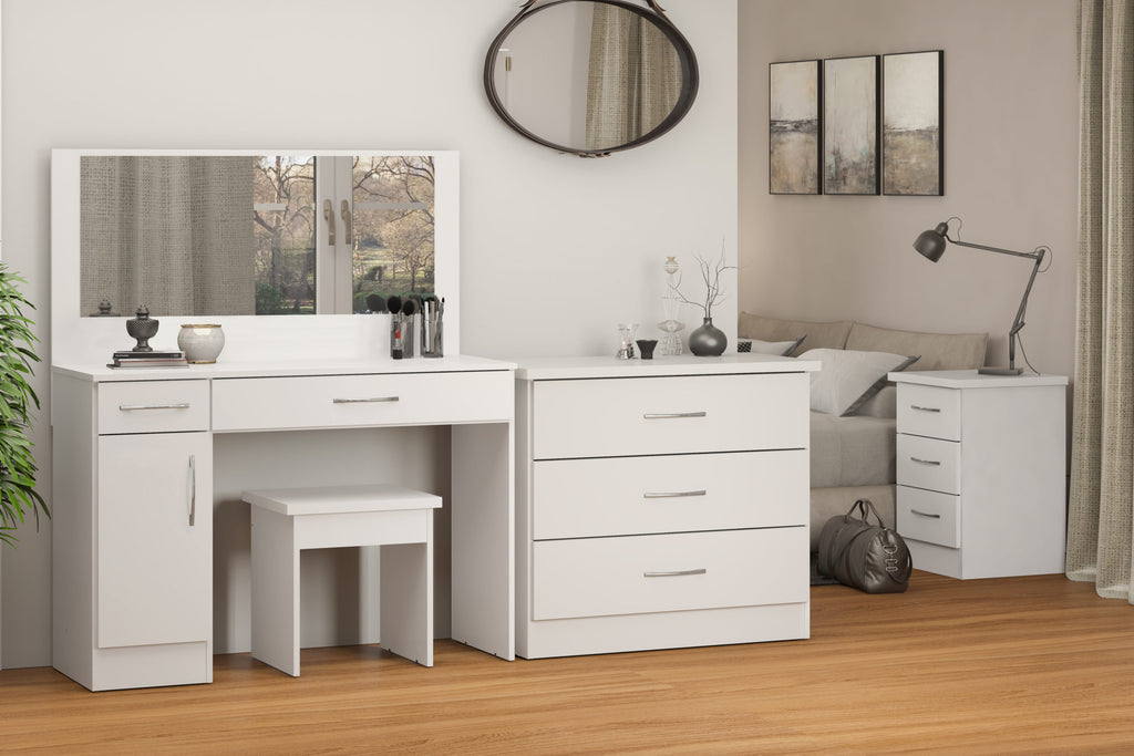 Nevada Vanity/Dressing Table Set - White Gloss