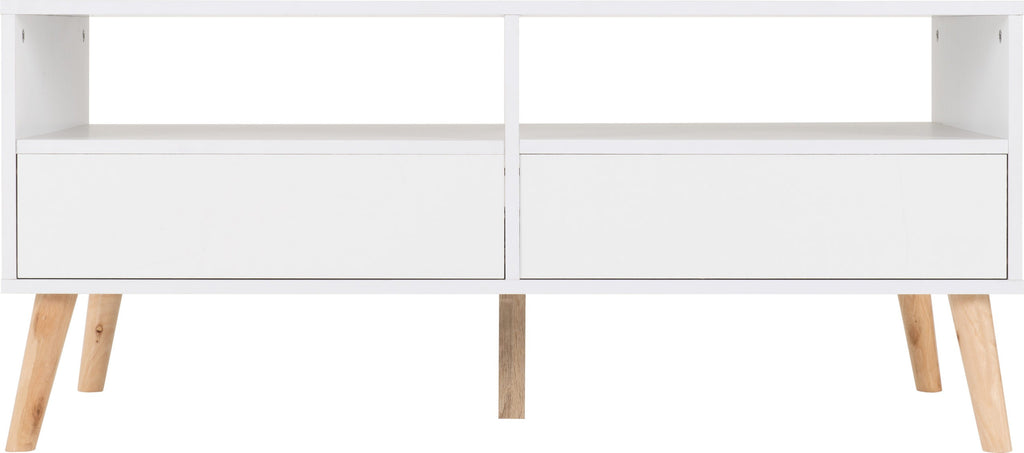 Nordic 2 Drawer Coffee Table - White/Distressed Effect