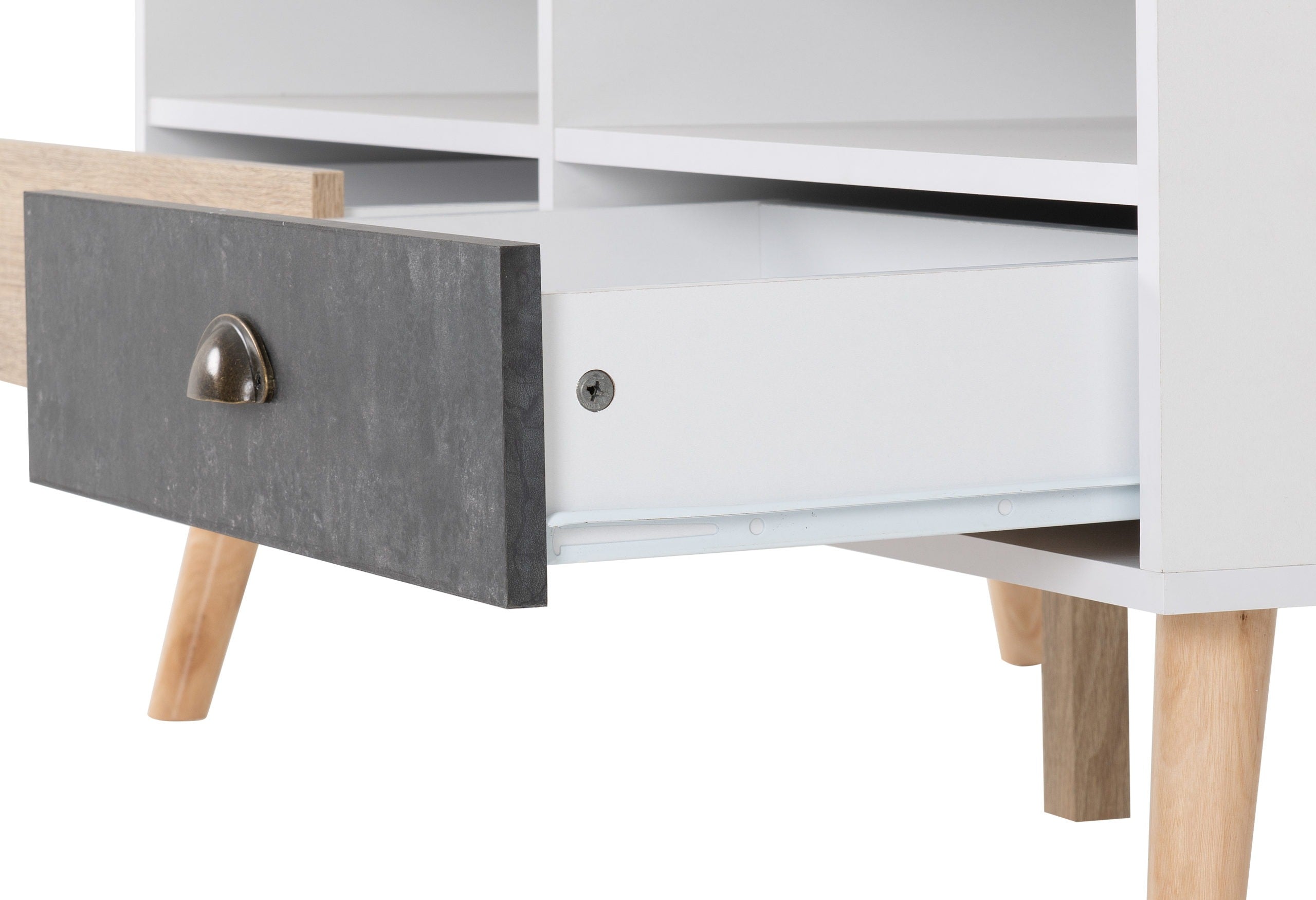 Nordic 2 Drawer Coffee Table - White/Distressed Effect