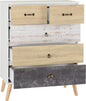 Nordic 3+2 Drawer Chest - White/Distressed Effect