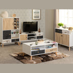 Nordic 2 Drawer Coffee Table - White/Distressed Effect