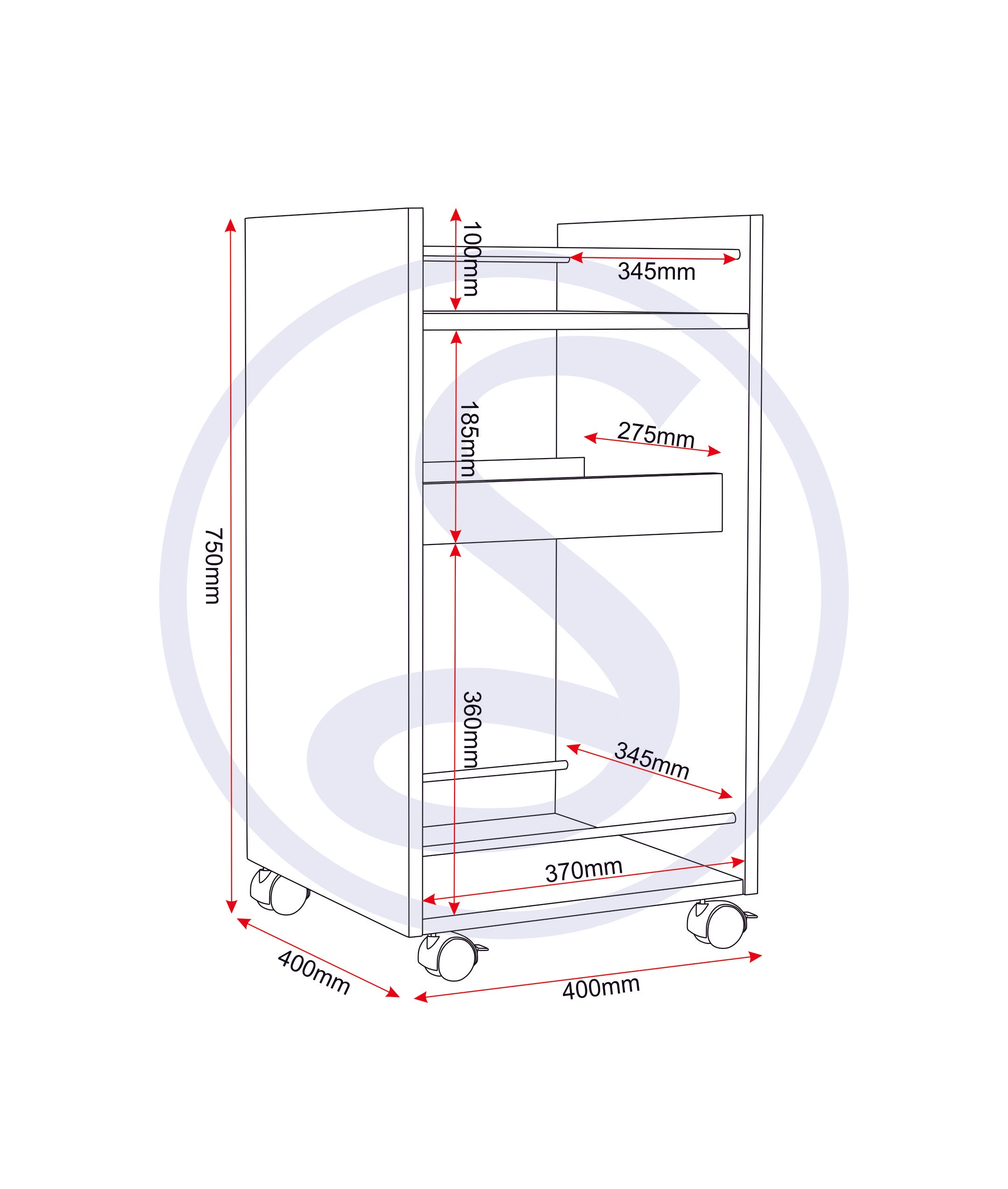 Naples Serving Cart/Side Table - Oak Effect