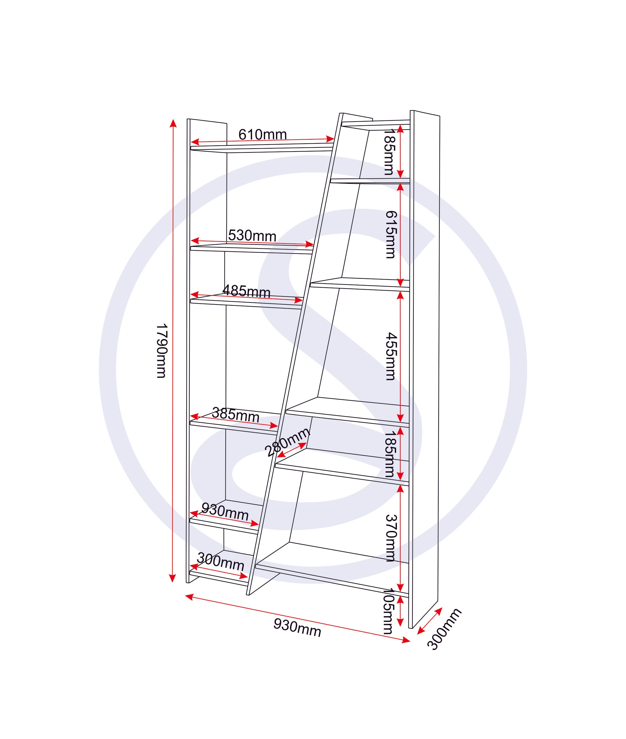 Naples Tall Bookcase - Black/Pine Effect