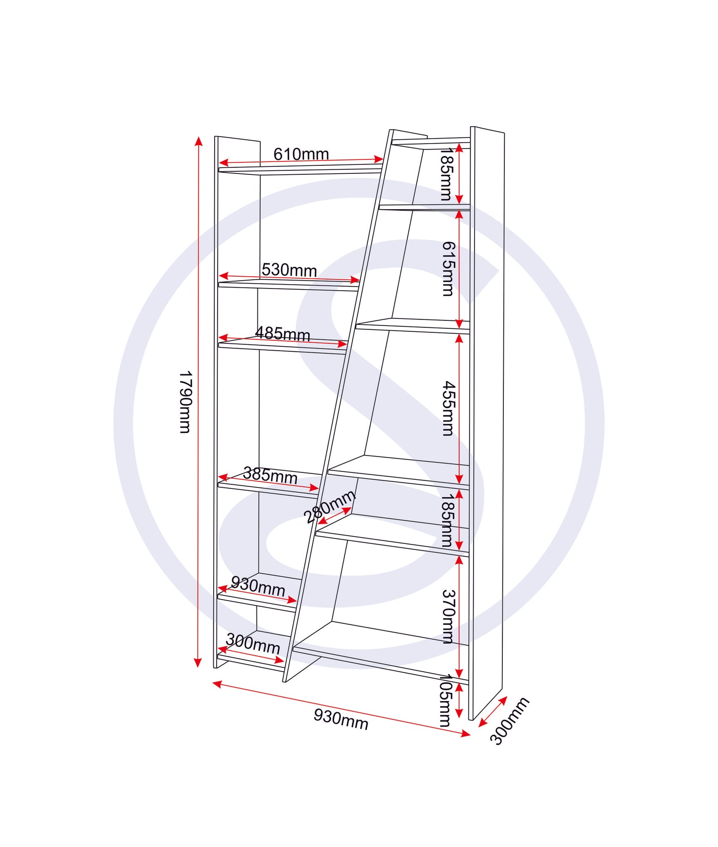 Naples Tall Bookcase - Oak Effect