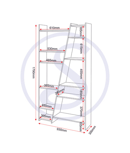 Naples Tall Bookcase - Oak Effect