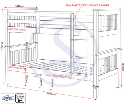 Neptune 3' Bunk Bed - White