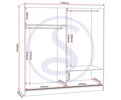 Nevada 2 Door Slider Wardrobe - White Gloss