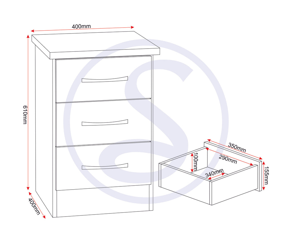 Nevada 4 Door 2 Drawer Wardrobe Bedroom Set - White Gloss