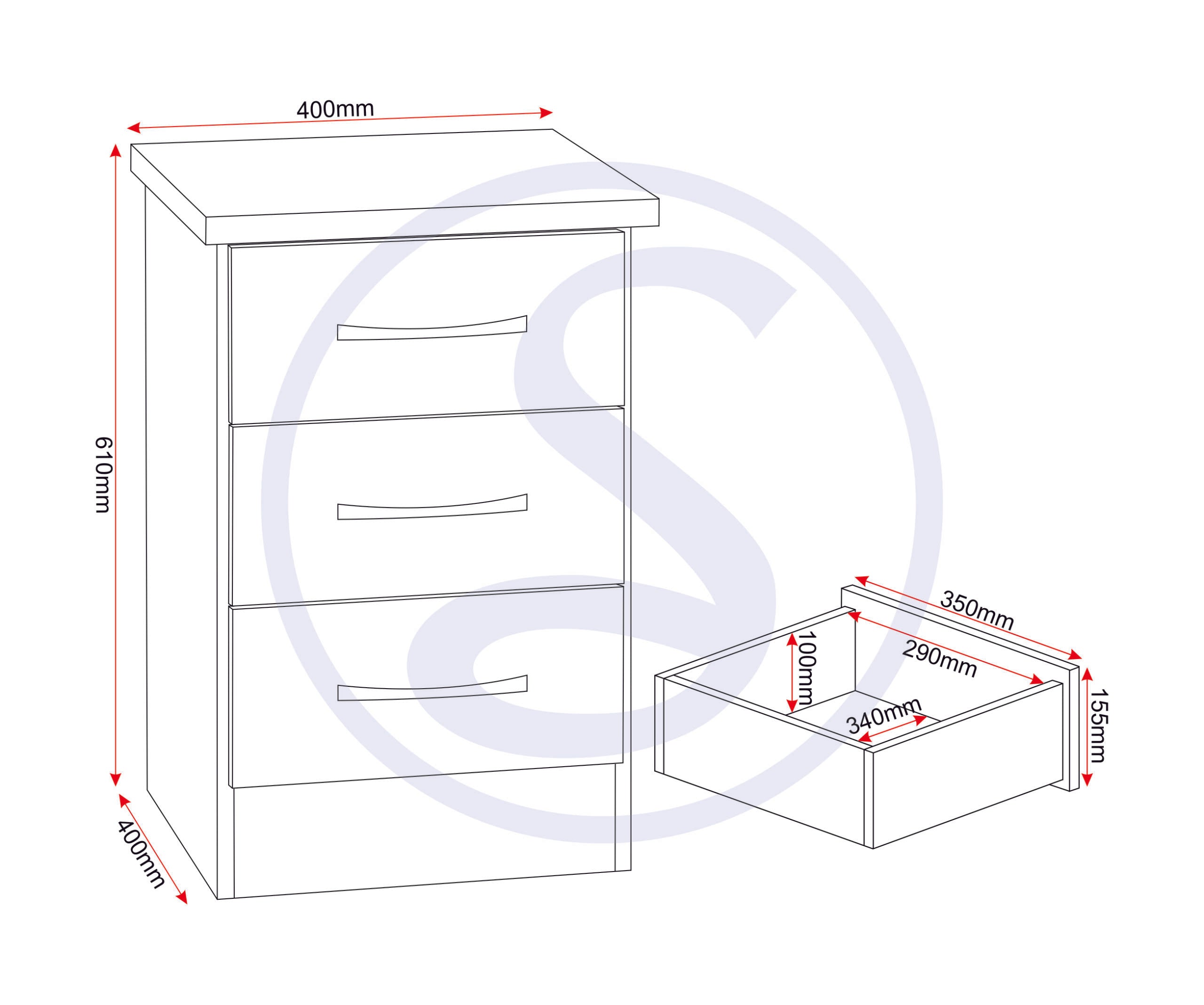 Nevada 4 Door 2 Drawer Wardrobe Bedroom Set - White Gloss