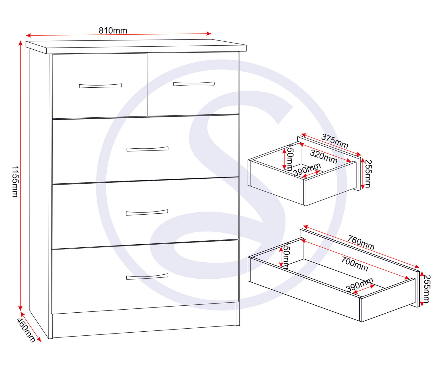 Nevada 4 Door 2 Drawer Wardrobe Bedroom Set - Sonoma Oak Effect