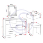 Nevada Dressing Table Set - Oyster Gloss/Light Oak Effect Veneer