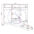 Nevada 6 Door 2 Drawer Wardrobe - Rustic Oak Effect