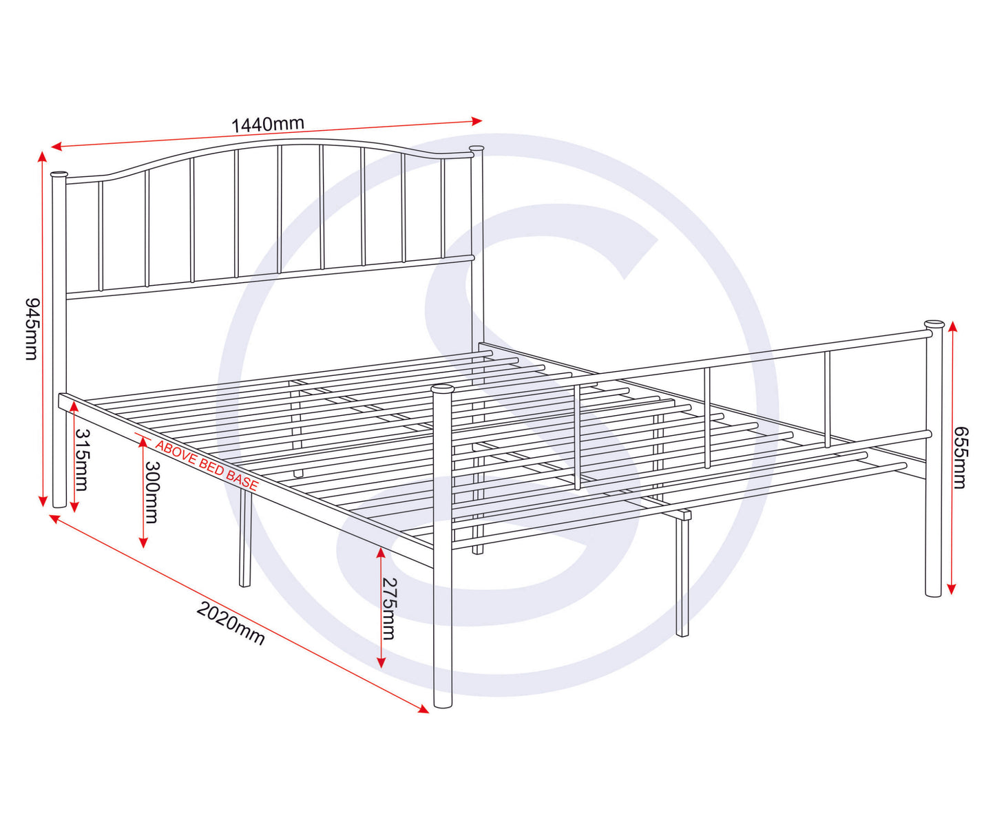 Newton 4'6" Bed - Silver
