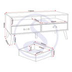 Nordic 2 Drawer Coffee Table - White/Distressed Effect