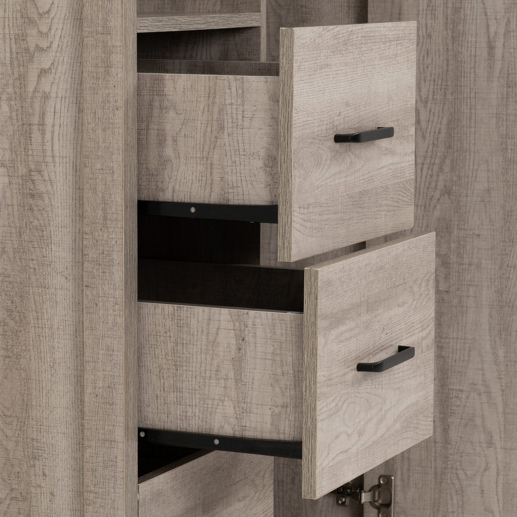 Oliver 1 Door 3 Drawer Open Shelf Wardrobe - Light Oak Effect