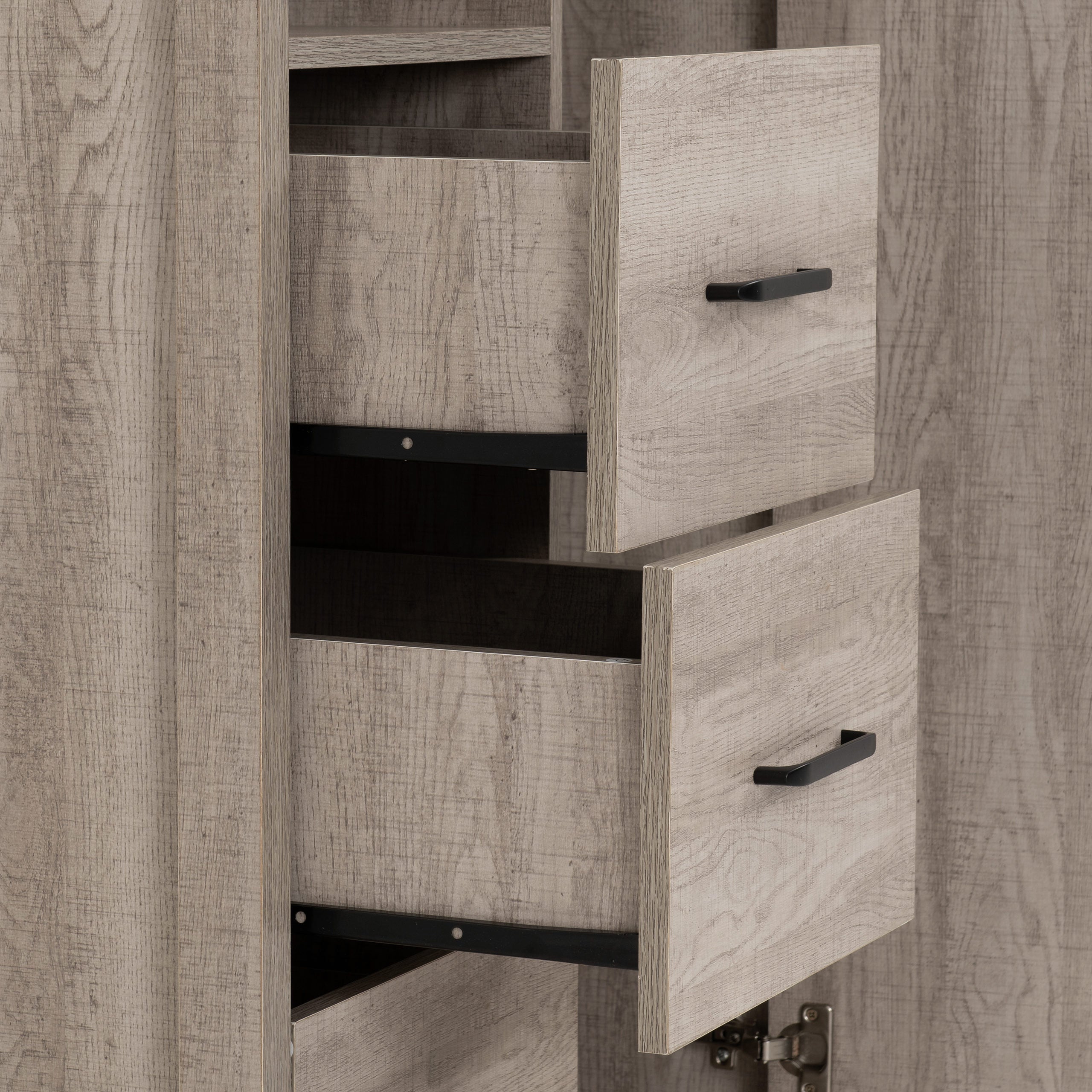 Oliver 1 Door 3 Drawer Open Shelf Wardrobe - Light Oak Effect